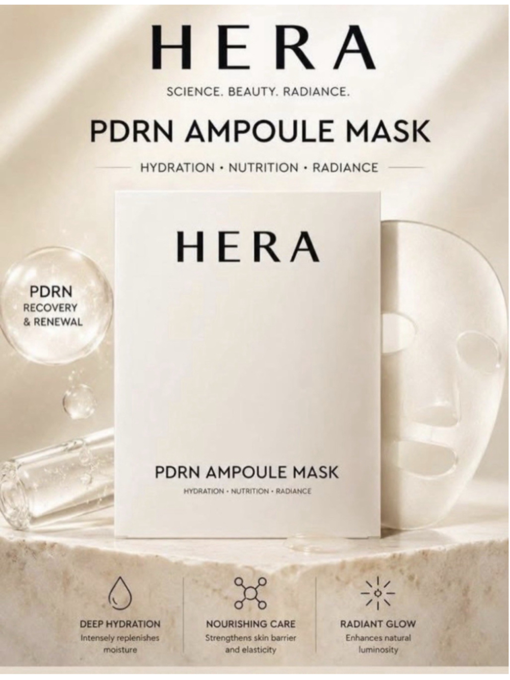 HERA PDRN AMPOULE MASK 21ml x 5pcs – HYDRATION • NUTRITION • RADIANCE